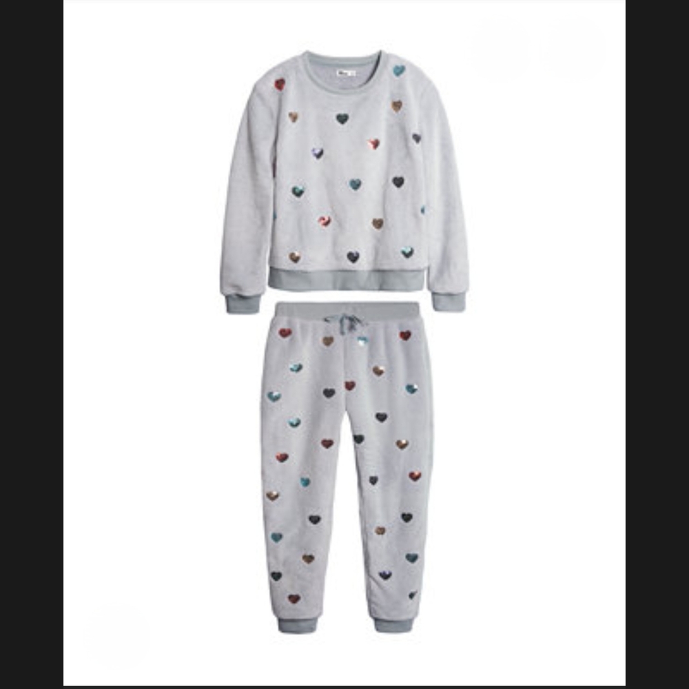 Epic Threads Big Girl's Heart Cozy Sweatshirt & Pant Set - Gray